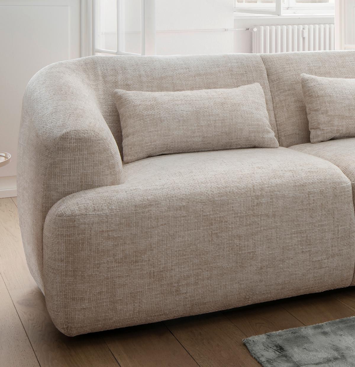 Ecksofa Caponi, Creme S: 256x160 Cm - Creme/Schwarz, MODERN, Textil (256/160cm) - Livetastic