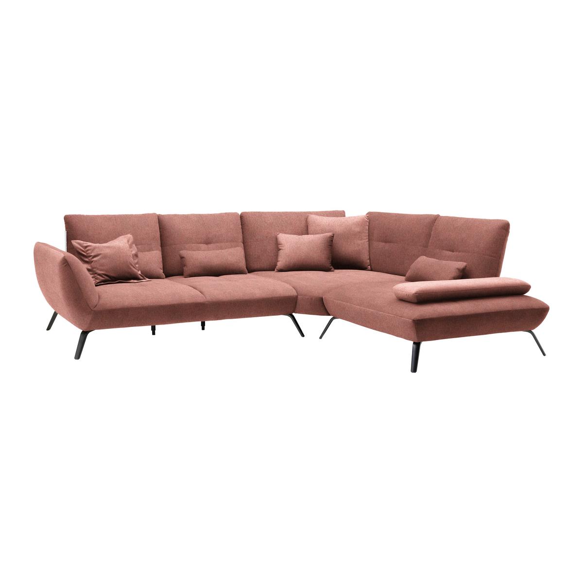 Rohová sedačka TRENDY, pravá, starorůžová - starorůžová/černá, Moderní, kov/kompozitní dřevo (310/93/250cm) - Premium Living