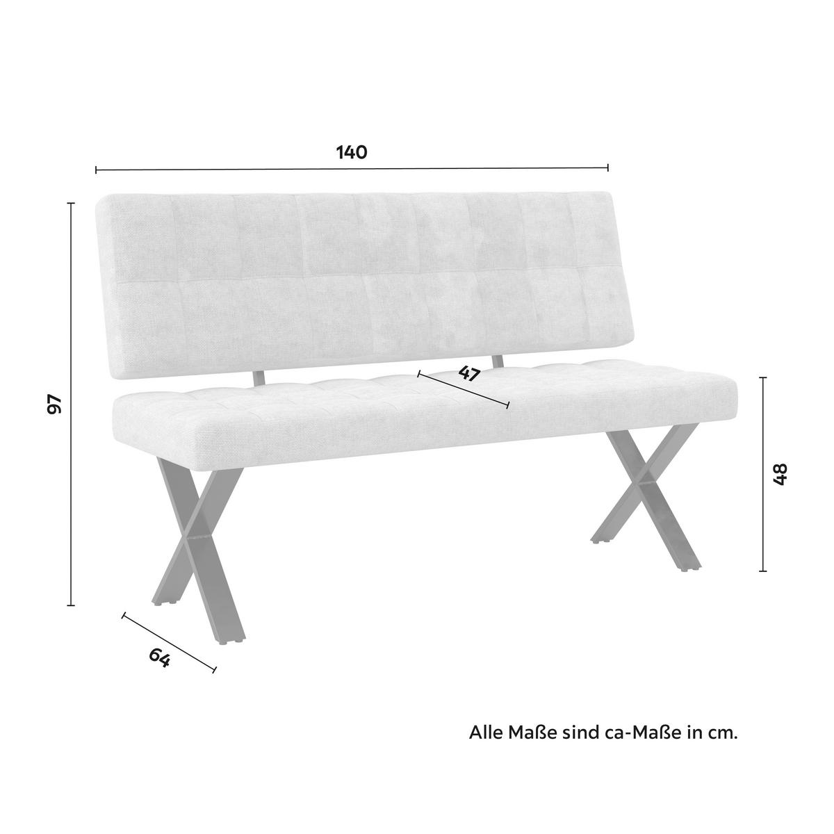SEDACÍ LAVICE NOVA - černá/světle šedá, Moderní, kov/dřevo (140/97/64cm) - Bessagi Home