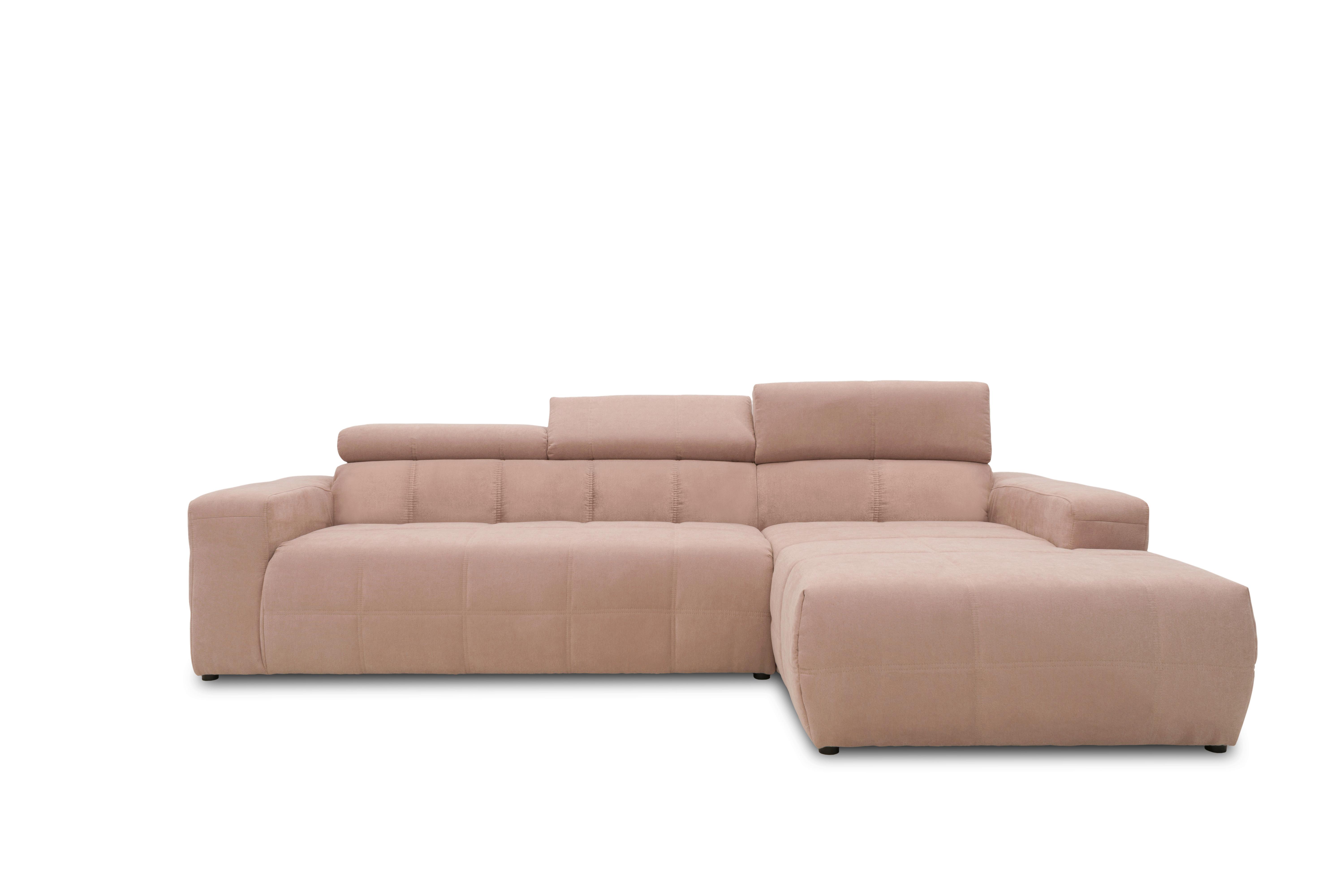 Ecksofa + Kopfteilverstellung Brandon Pink Mikrofaser - Schwarz/Rosa, Design, Textil (285/175cm) - MID.YOU