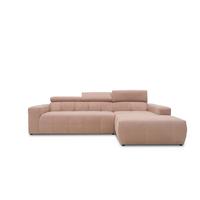 Ecksofa + Kopfteilverstellung Brandon Pink Mikrofaser - Schwarz/Rosa, Design, Textil (285/175cm) - MID.YOU