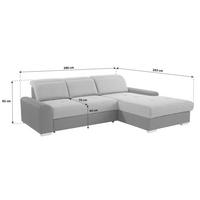 Ecksofa mit Bettfunktion Malaga new Chenille creme - Creme/Schwarz, KONVENTIONELL, Textil (286/203cm) - Ondega