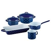 Kochtopfset 7-tlg. Emaill Backofengeeignet - Blau, Basics, Metall (48,5/28,5/24cm) - Riess