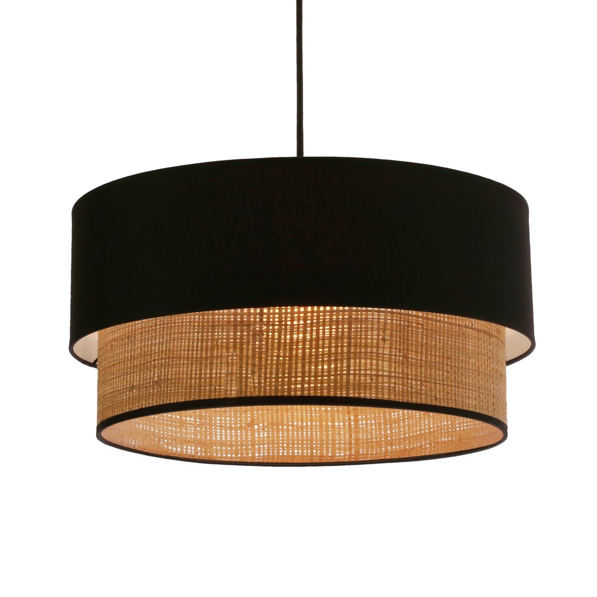 Pendelleuchte 31-23933 Prato - Beige/Schwarz, Natur, Textil/Metall (40/40/120cm)