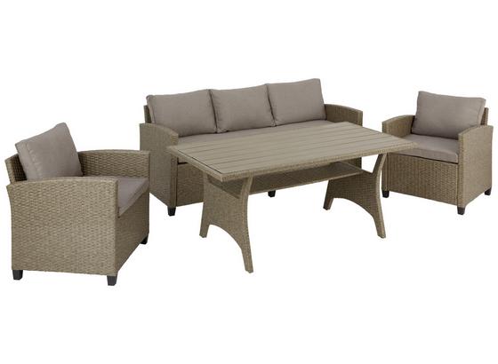 Loungegarnitur 4-Tlg. Lisabon aus Kunststoff mit Kissen - Braun/Grau, MODERN, Kunststoff/Textil - Luca Bessoni Loungegarnitur 4-Tlg. Lisabon aus Kunststoff mit Kissen - Braun/Grau, MODERN, Kunststoff/Textil - Luca Bessoni