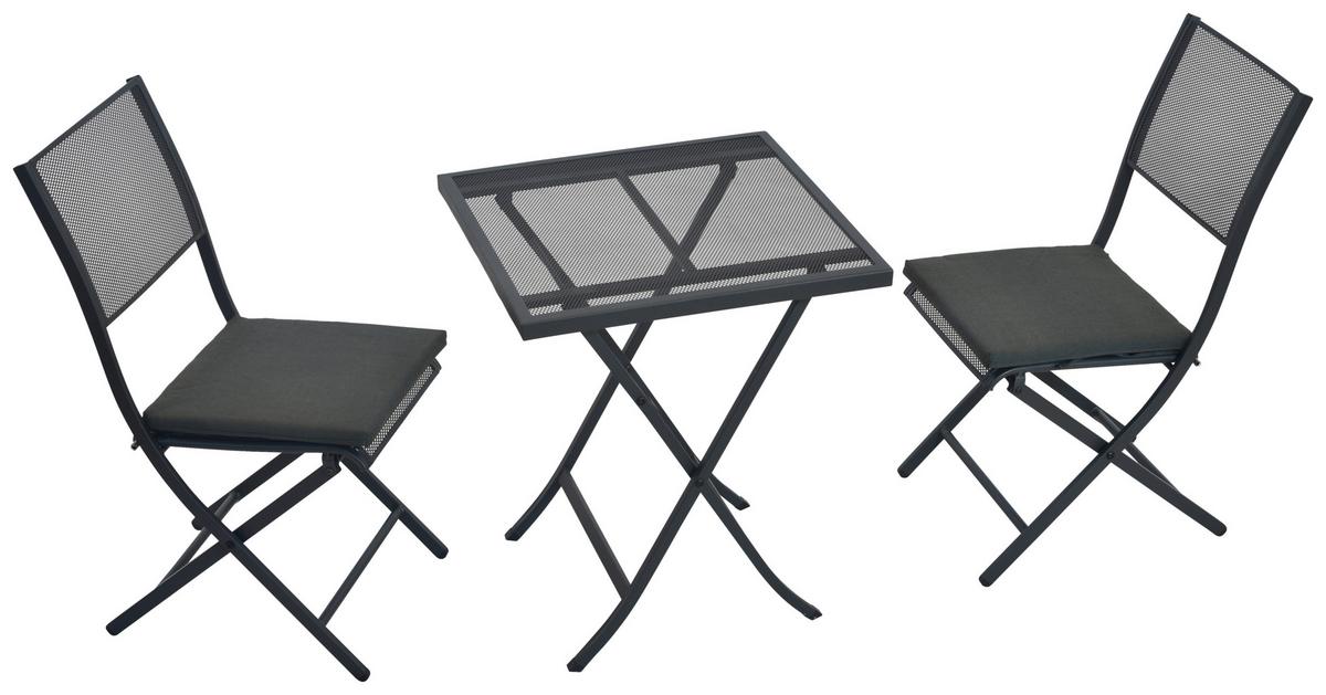 Balkonset Samos Set 5tlg. - Graphitfarben/Grau, MODERN, Kunststoff/Metall - Gardenson
