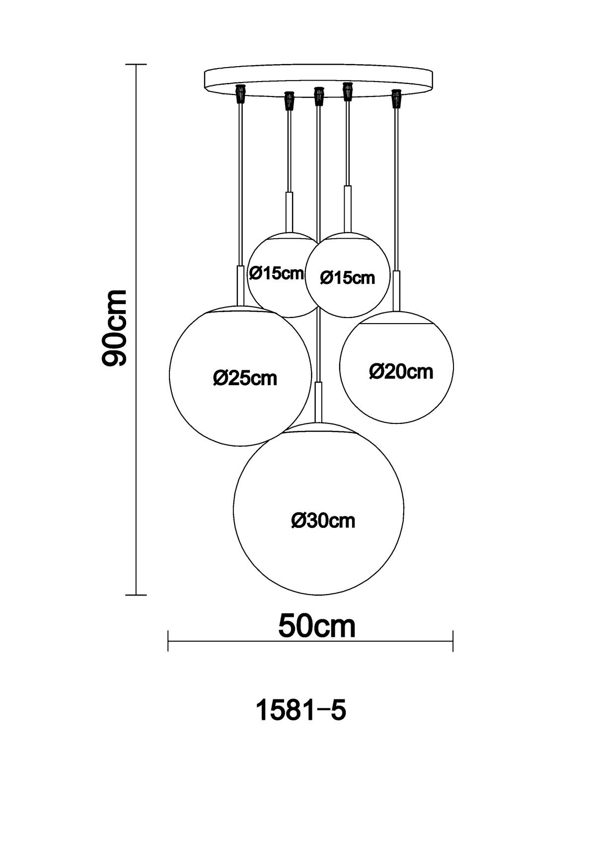 Hängeleuchte Balla H: 90 Cm 5-Flammig, Mit Opalglas-Kugeln - Opal/Nickelfarben, Basics, Glas/Metall (50/90cm) - Globo