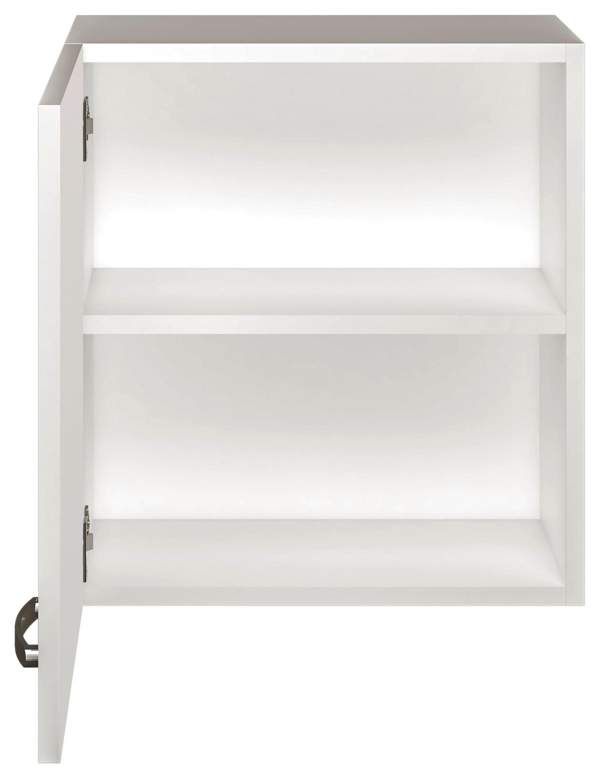 Felsőszekrény Alba - magasfényű fehér/fehér, Modern, faalapú anyag (50/54,8/32cm)