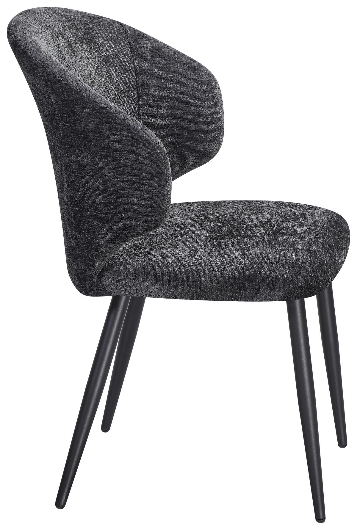 Vierfußstuhl Sindy Chinelle Schwarz - Schwarz, MODERN, Textil/Metall (63/84/58cm) - MID.YOU