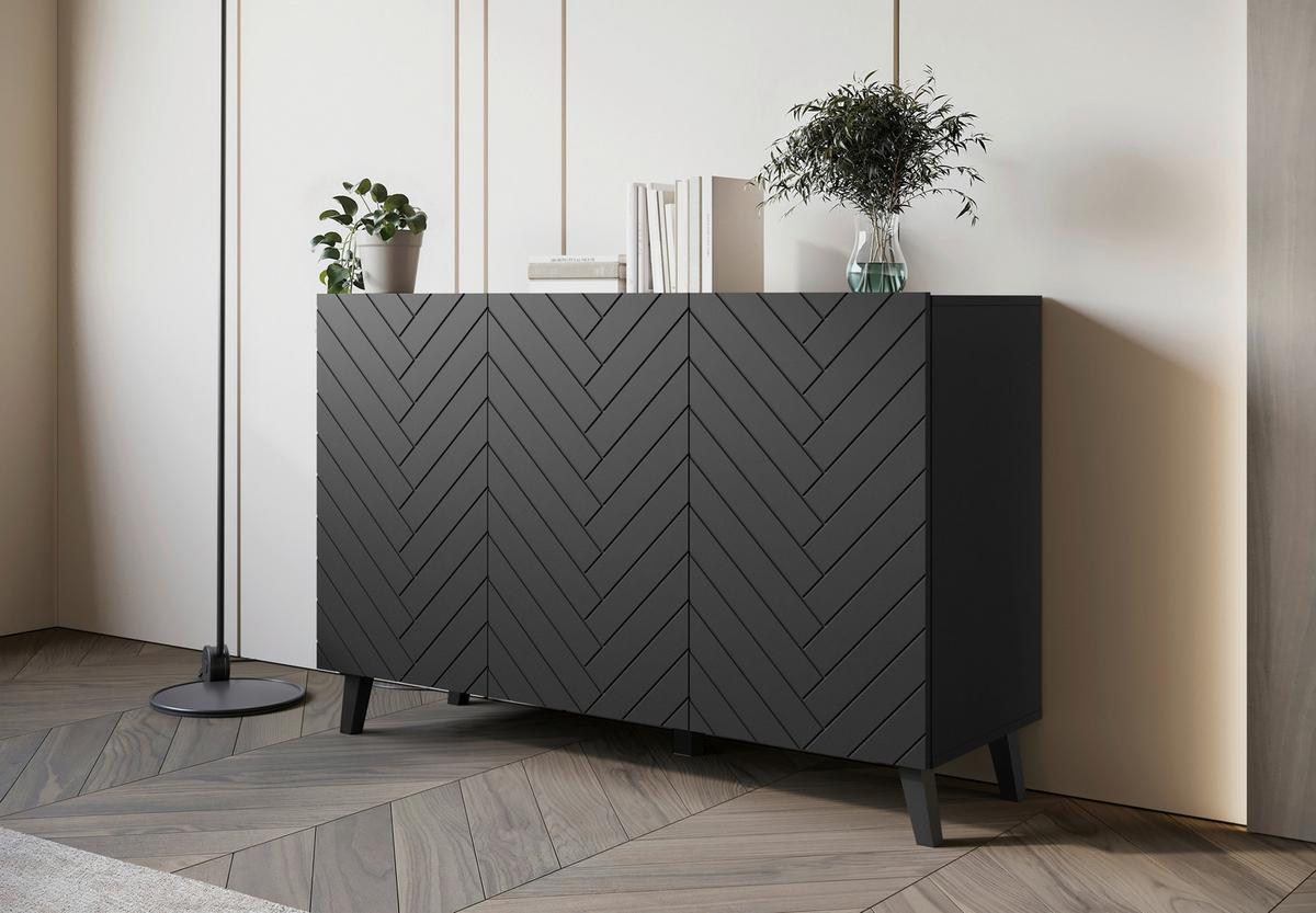 Sideboard Phuket 120 - Schwarz, Design, Holzwerkstoff (120/78/39,1cm) - Livetastic