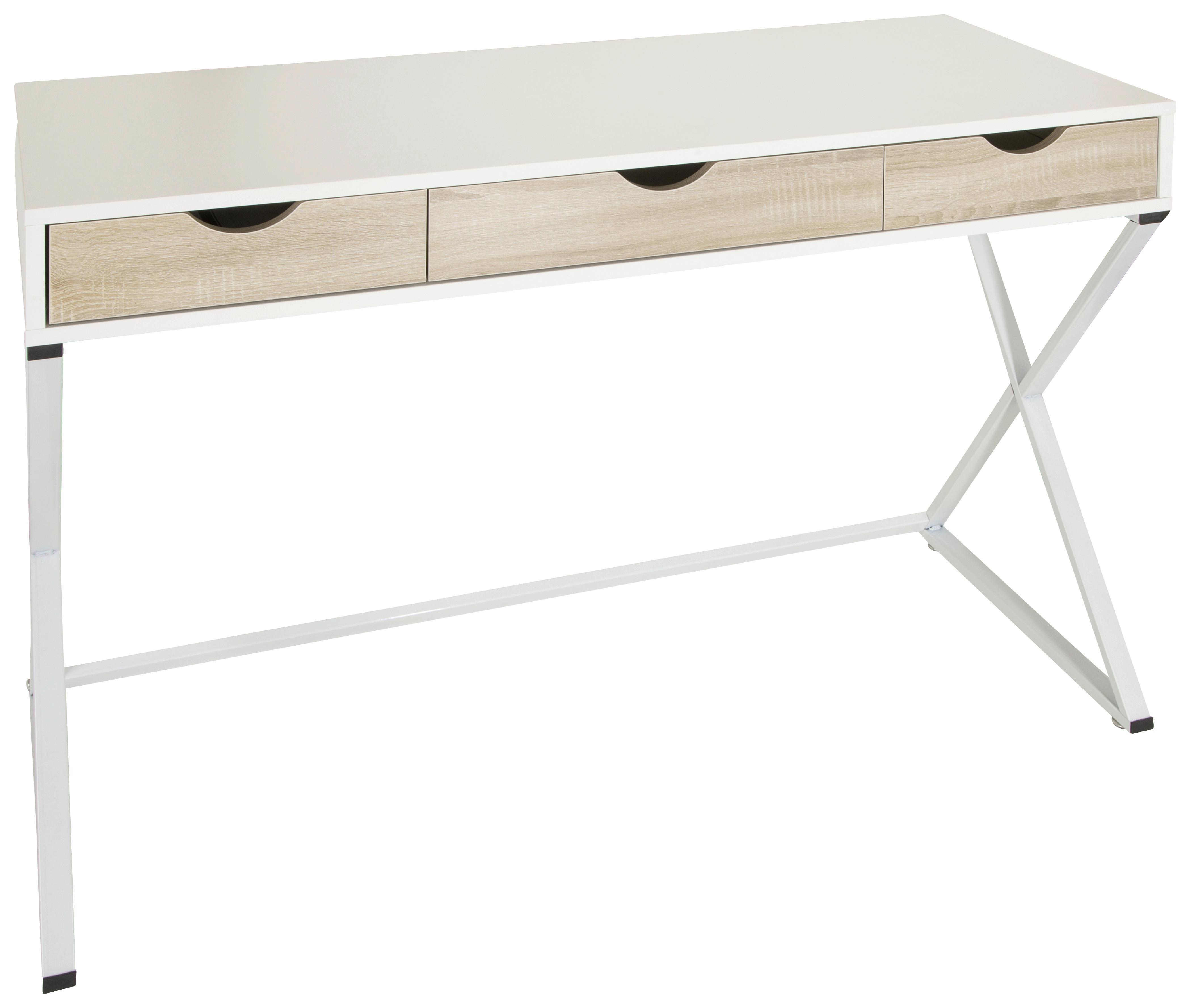 Schreibtisch Easy Flow IIi Weiß/Eichefarben - Eichefarben/Weiß, MODERN, Holzwerkstoff/Metall (120/50/79cm) - MID.YOU