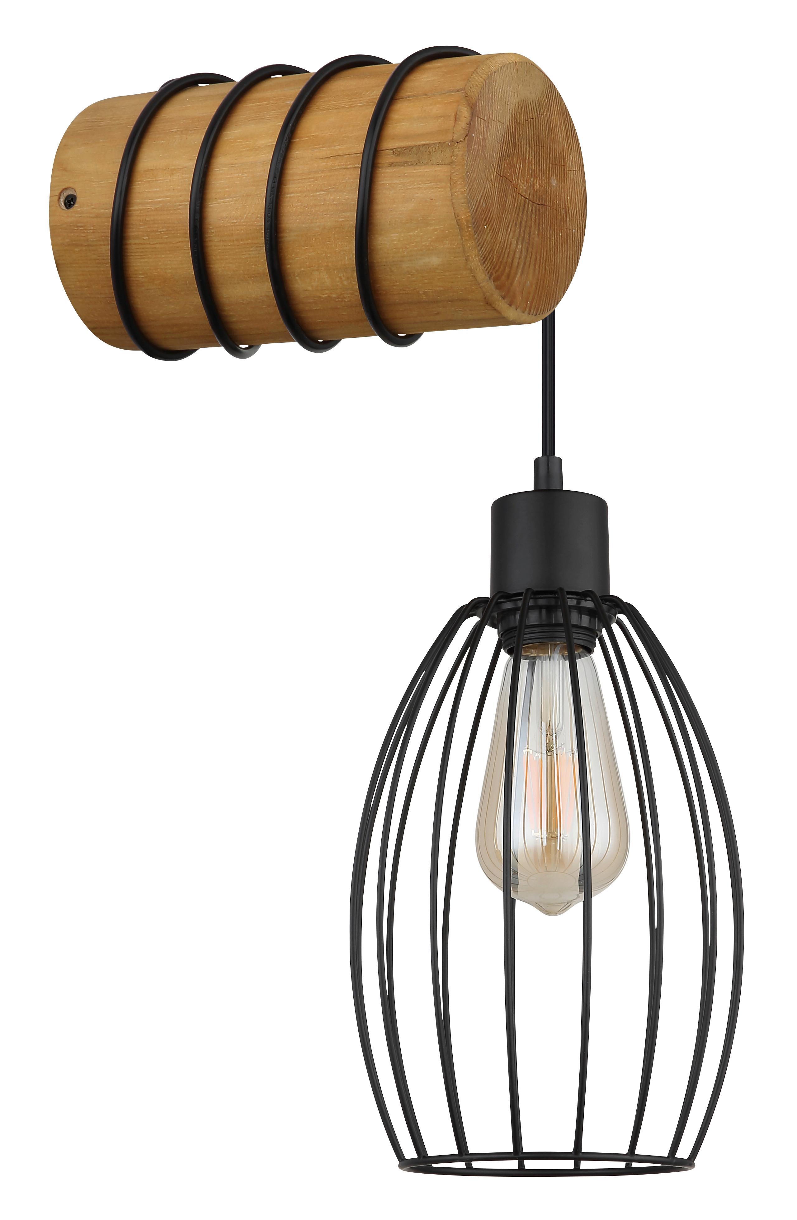 Wandleuchte Braun/Schwarz 230V, 16x27x59 cm - Schwarz/Braun, Design, Holz/Kunststoff (16/27/59cm) - Globo