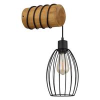 Wandleuchte Braun/Schwarz 230V, 16x27x59 cm - Schwarz/Braun, Design, Holz/Kunststoff (16/27/59cm) - Globo