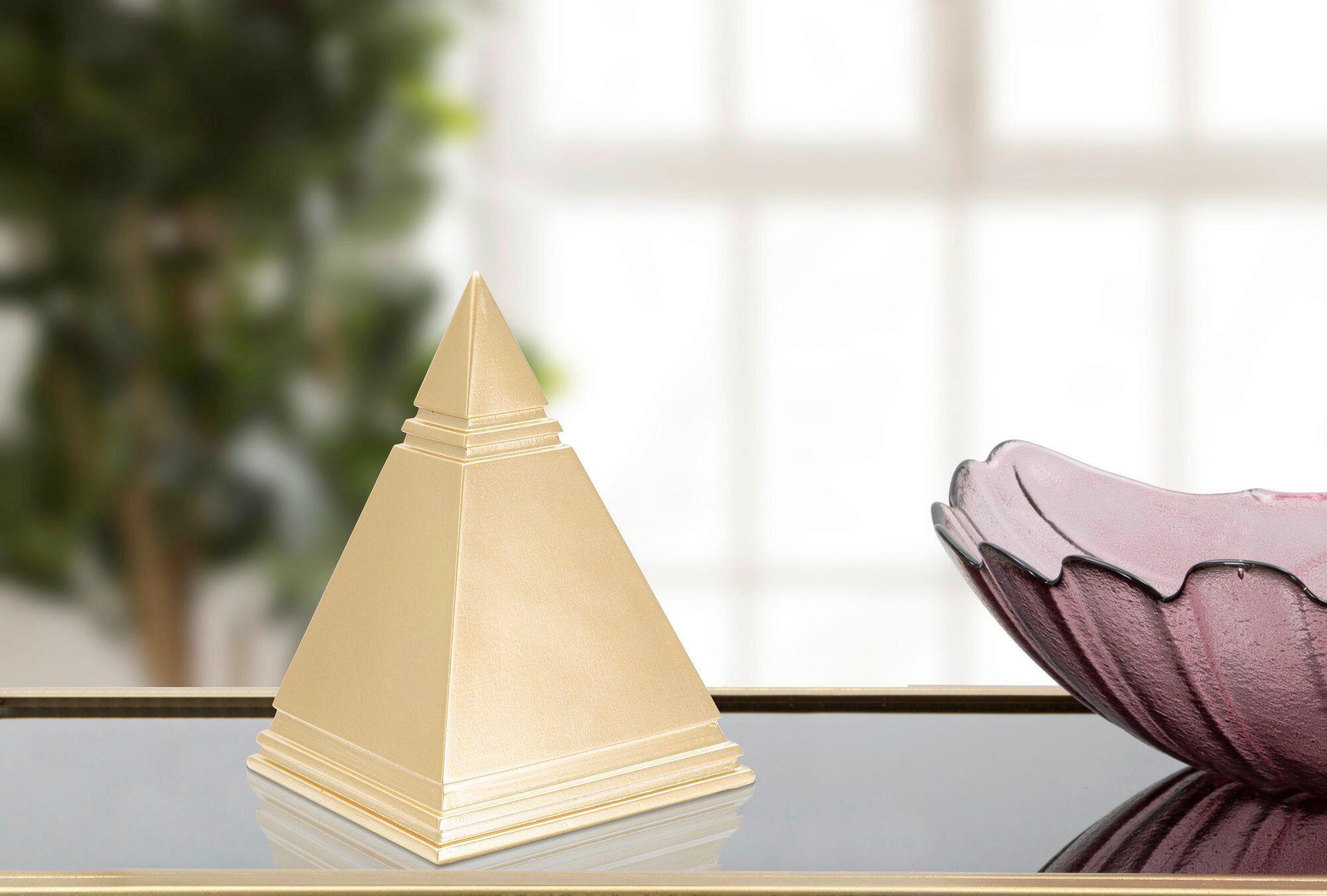 Skulptur Pyramide Gold B: 11,5 cm - Goldfarben, Basics, Kunststoff (11.5/15.5/11.5cm)