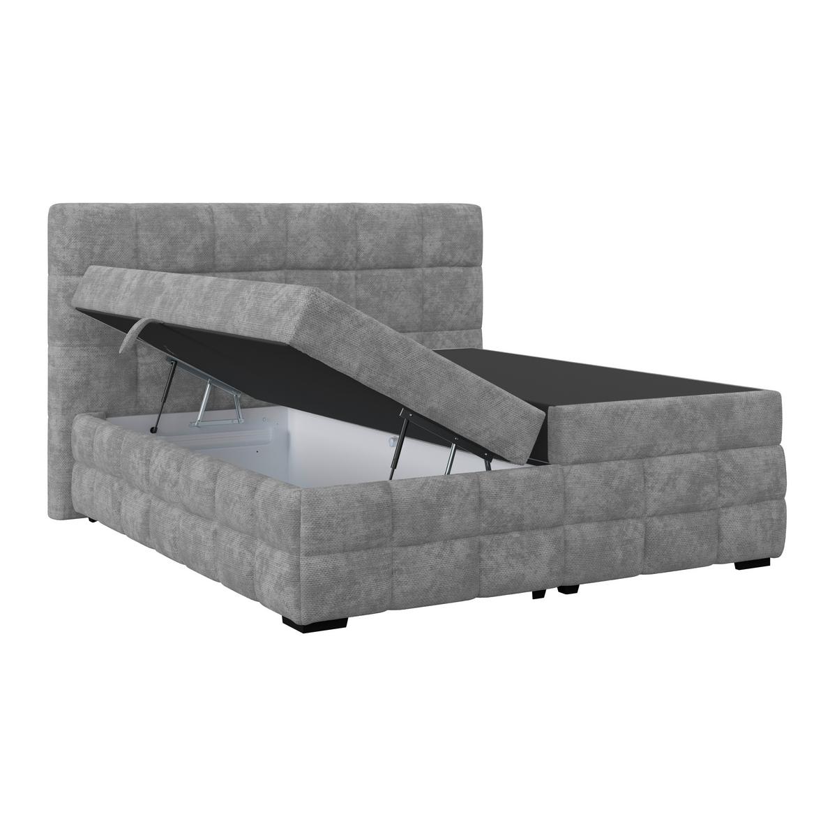 Čalouněná postel VEGA 180x200 cm, šedá - šedá/černá, Trend, dřevo/textil (180/200cm)