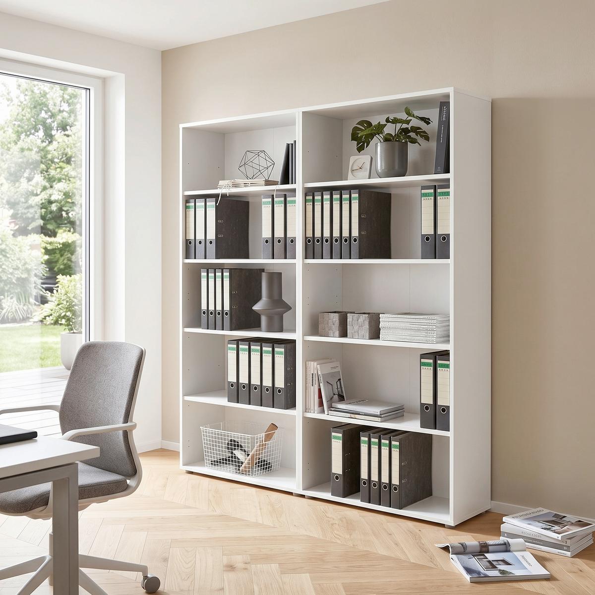 Aktenregal Office Edition Weiß B: 168,8cm - Silberfarben/Weiß, MODERN, Holzwerkstoff (168,8/185,6/33cm) - MID.YOU