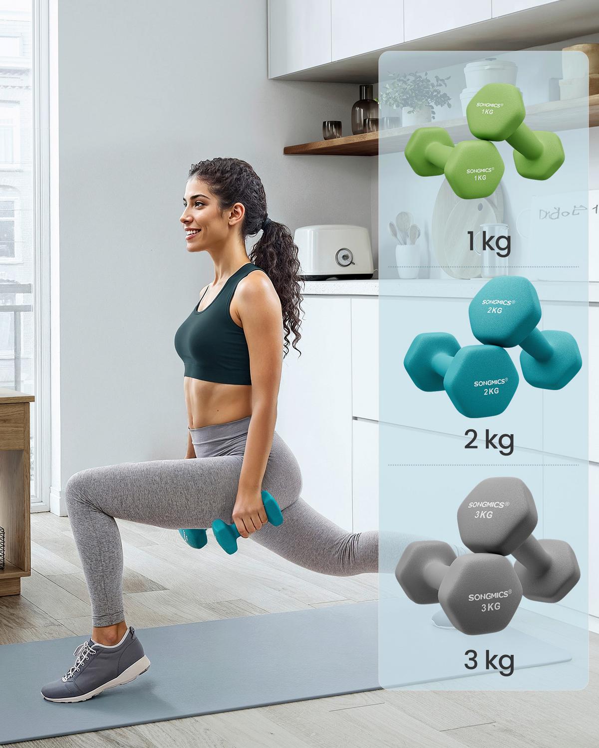 Fitness-Set Dumbbell Blau/Grau/Grün B: 38,5 cm - Blau/Grau, Basics, Metall (38.5/14.5/35.5cm)