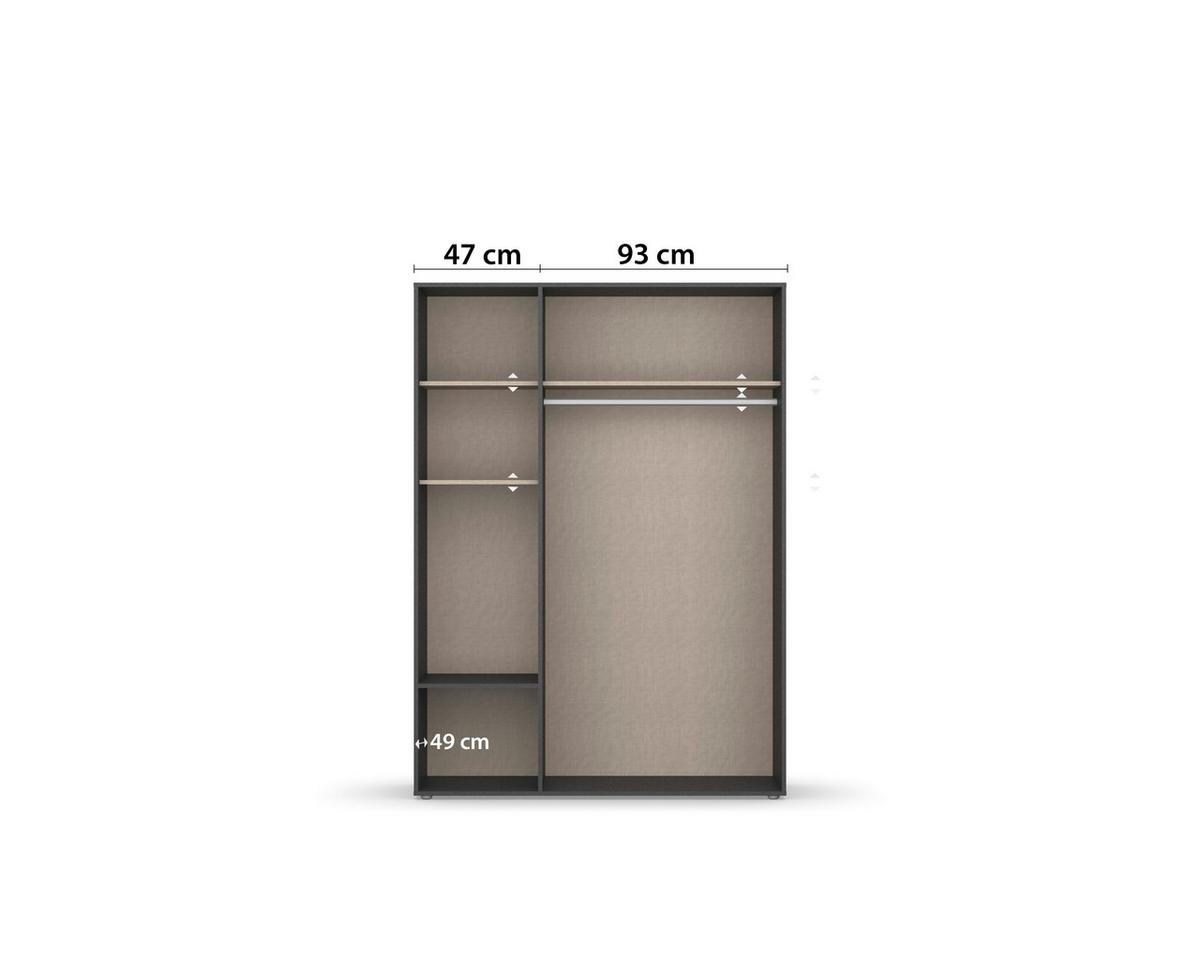 Drehtürenschrank Voyager Grau,eiche Artisan 140 Cm - Eiche Artisan/Grau, MODERN, Holzwerkstoff (140/194/53cm) - Rauch Möbel