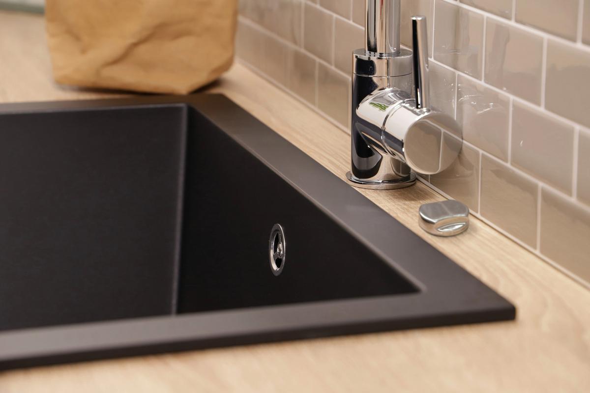SPÜLE Nelson, Schwarz B: 60 cm - Schwarz, Trend, Stein (60/22/47,5cm) - Respekta