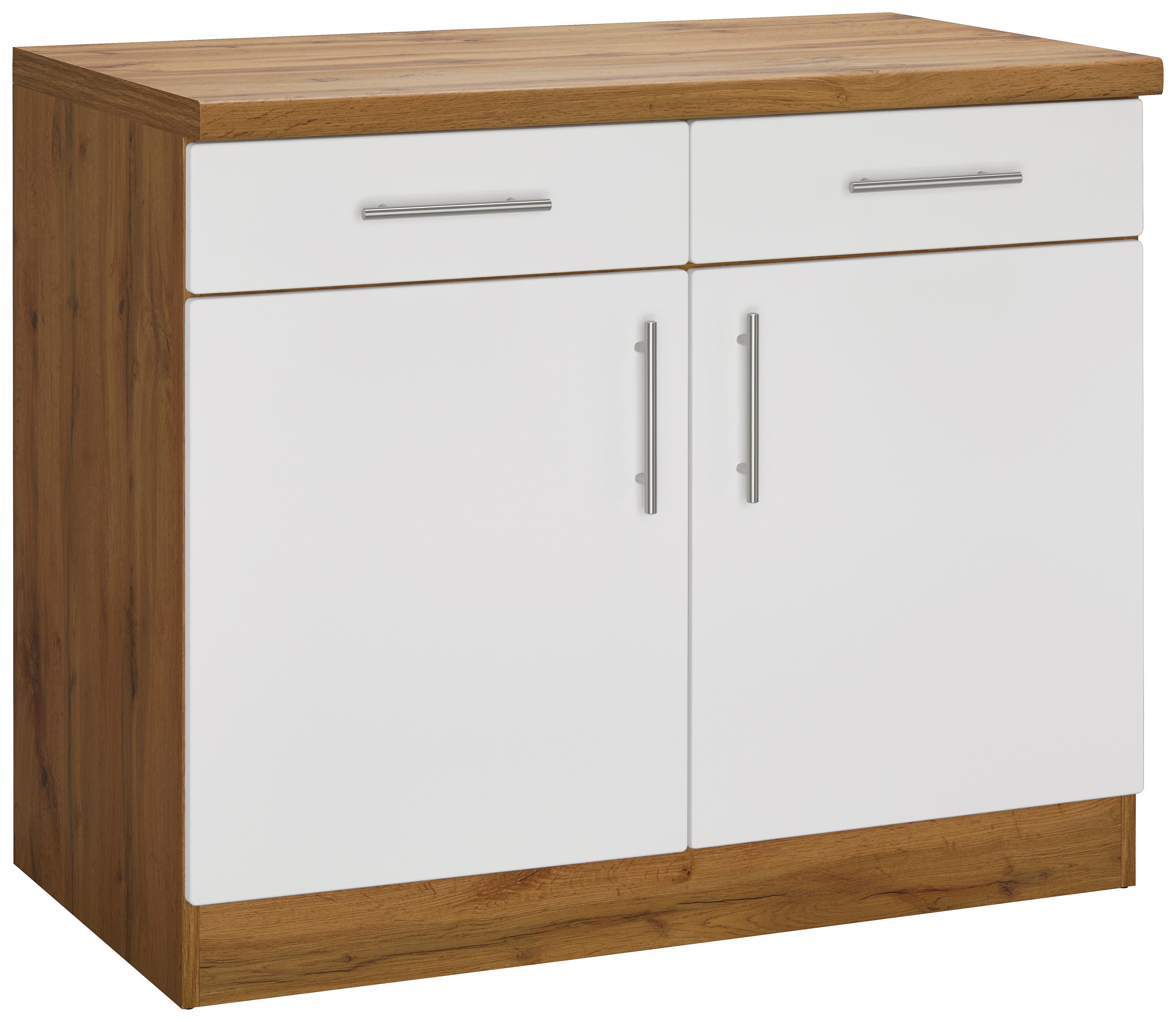 Küchenunterschrank Stella Us100 - Eichefarben/Weiß, Holzwerkstoff (100/86/57cm) - Ombra