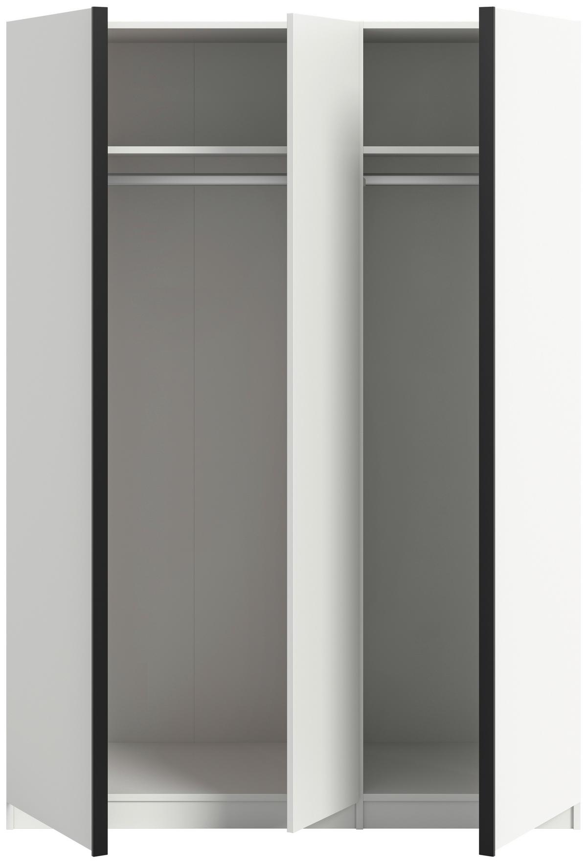 Drehtürenschrank Oakland, Weiß B: 130 cm - Weiß, MODERN, Holzwerkstoff (130/183/53cm) - MID.YOU