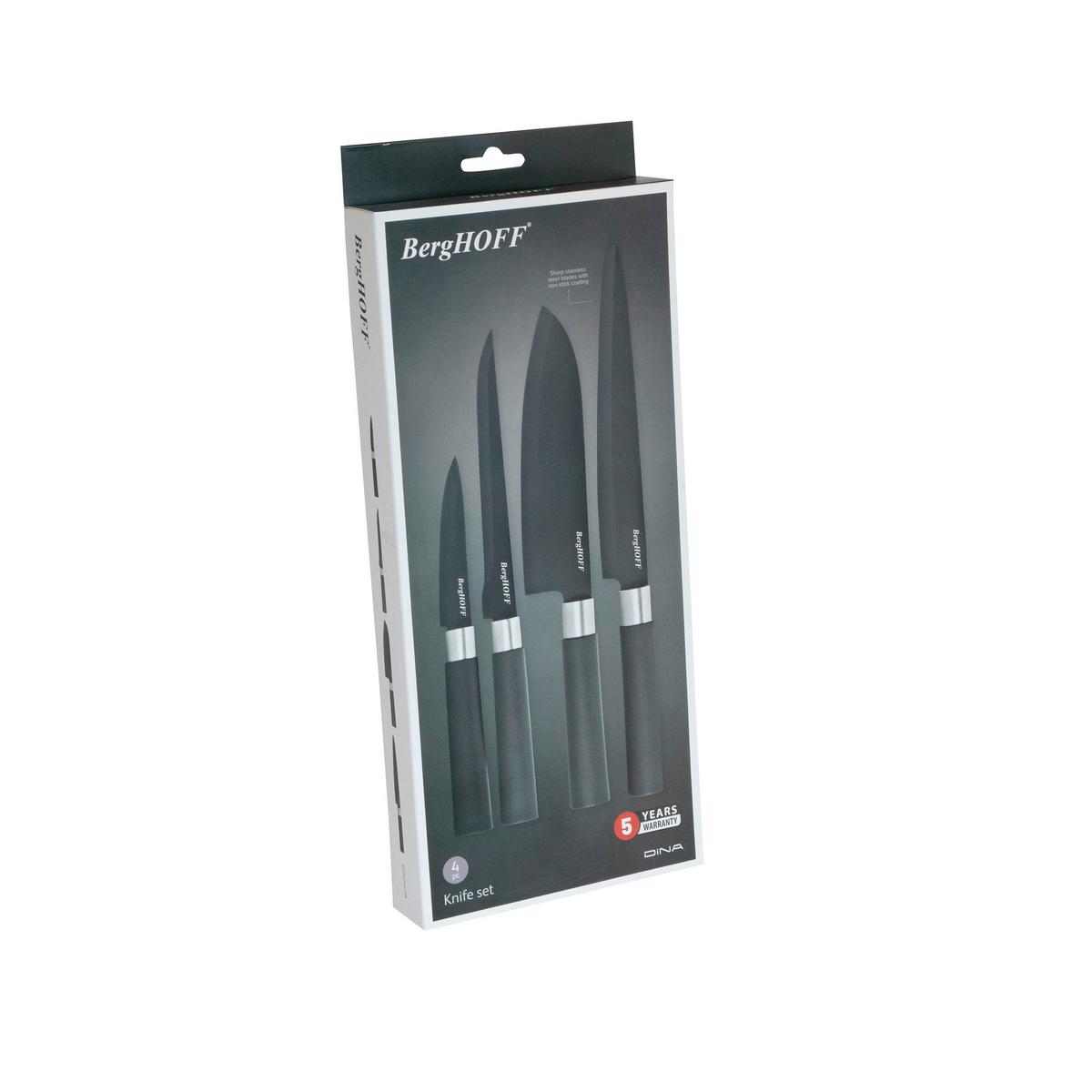 Messerset 4-Teilig Schwarz - Schwarz, Basics, Metall (38,70/16,50/3,60cm)