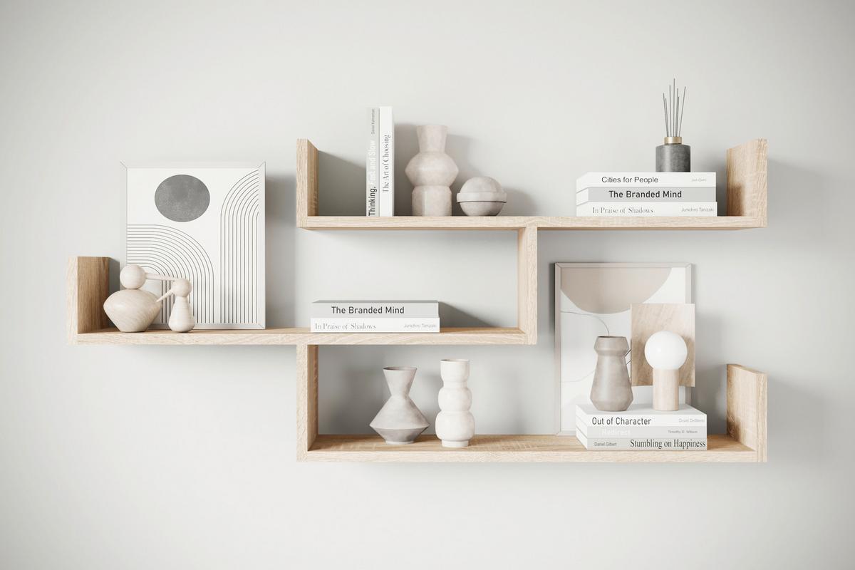 Wandregal Trio Sonoma Eiche Dekor B: 119,1cm - Sonoma Eiche, Basics, Holzwerkstoff (119,1/55/18cm)