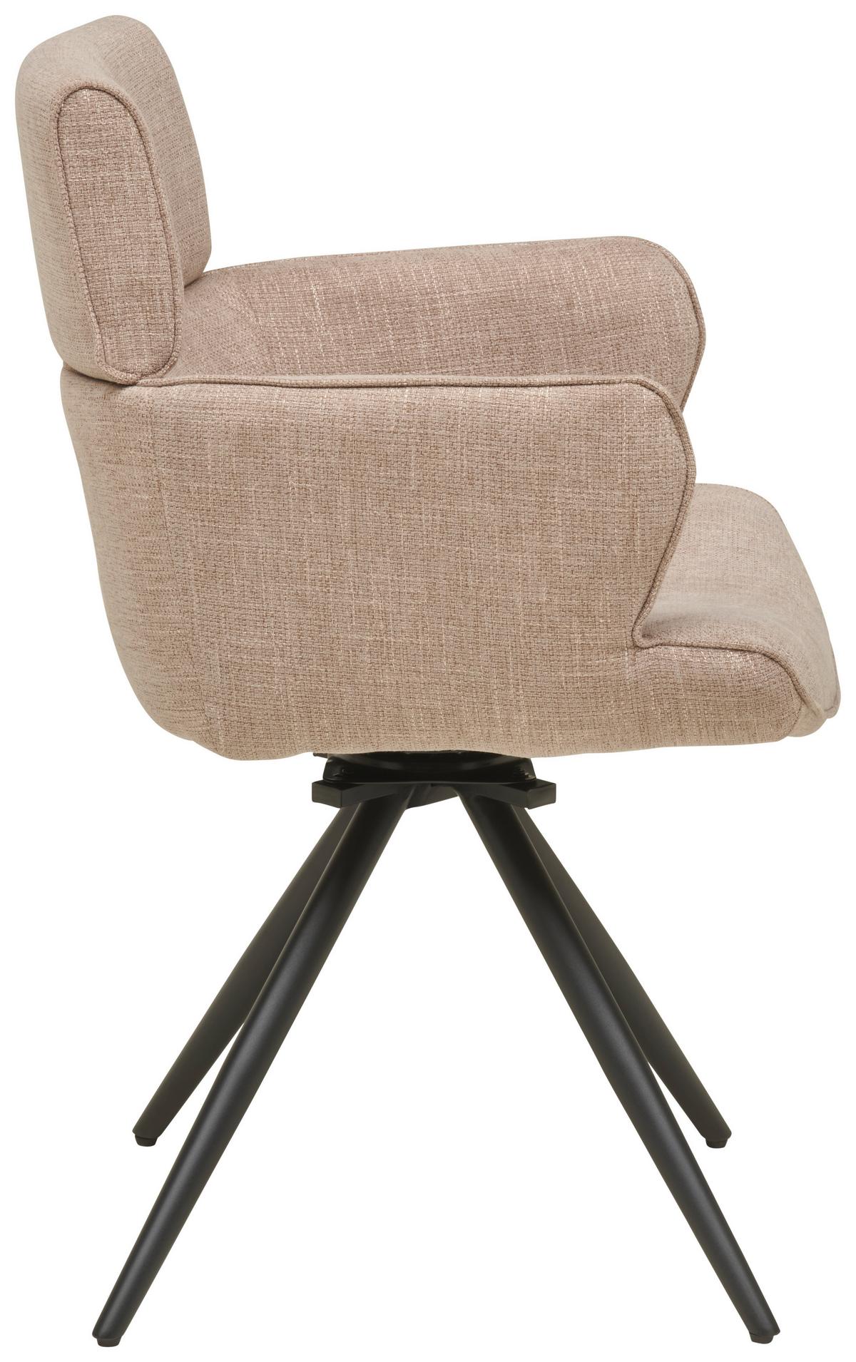 Armlehnstuhl Elis Webstoff Taupe, B: 62 cm - Taupe/Schwarz, KONVENTIONELL, Textil/Metall (62/89/62cm) - Livetastic