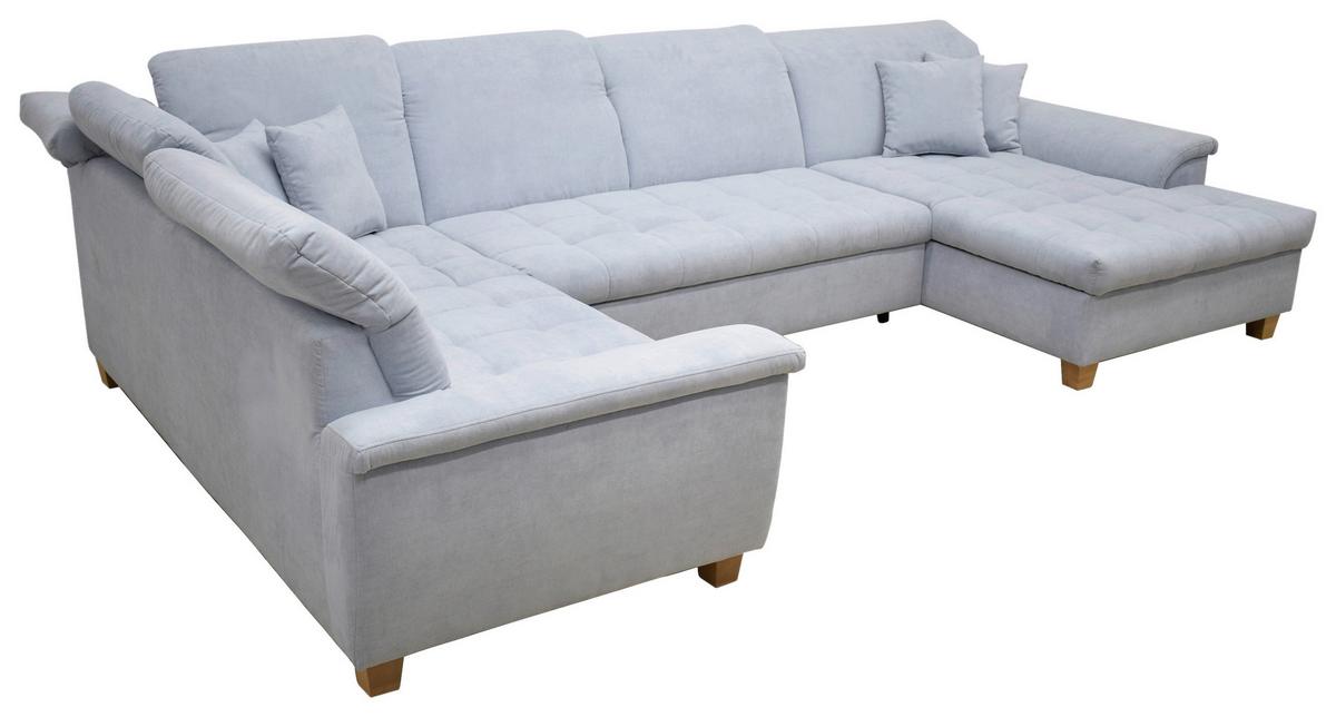 Wohnlandschaft Franzi Kopfteil Verstellbar Pastellblau - Pastellblau/Eichefarben, KONVENTIONELL, Textil (214/352/170cm) - MID.YOU