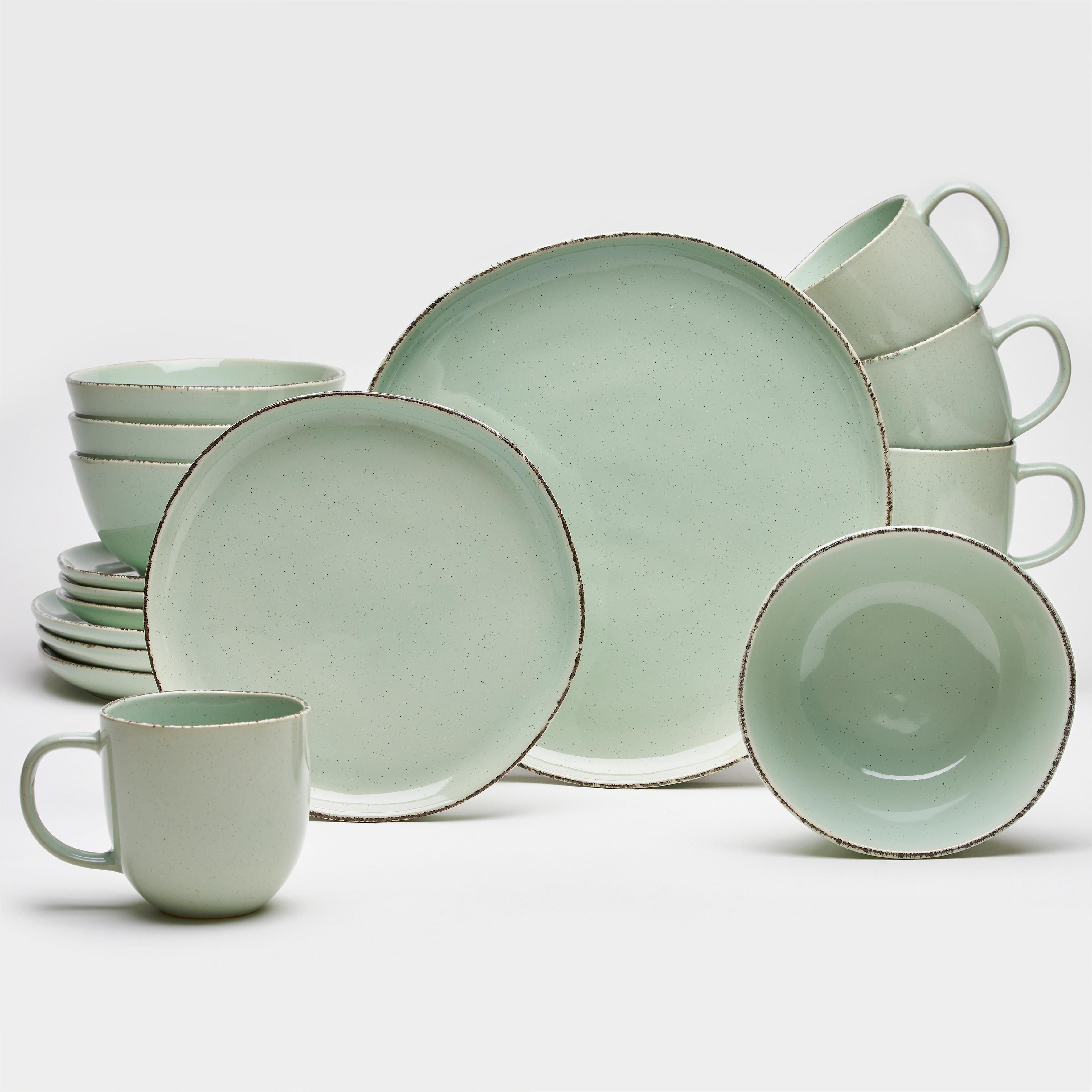 KOMBISERVICE Grün, 16--Teilig. - Hellgrün, Basics, Keramik - Van Well