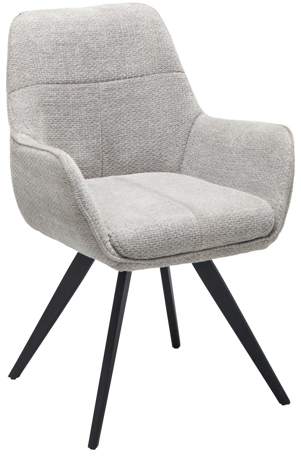 Armlehnstuhl Kimberly Grau/schwarz 2-Er Set - Schwarz/Grau, LIFESTYLE, Textil/Metall (57/84/60cm) - MID.YOU