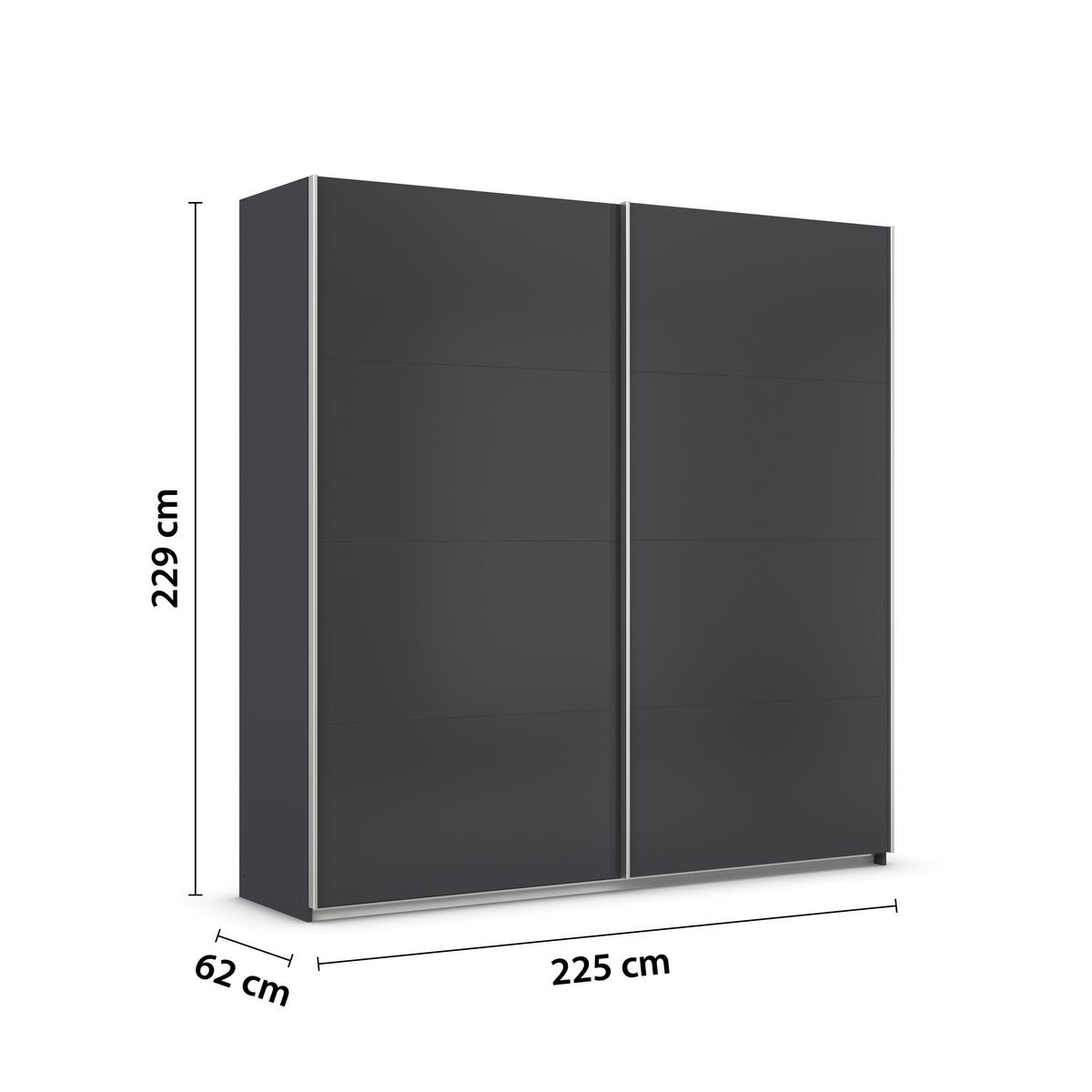 Schwebetürenschrank Feldkirch 225 maxihöhe - Anthrazit, MODERN, Holzwerkstoff (225/229/62cm)
