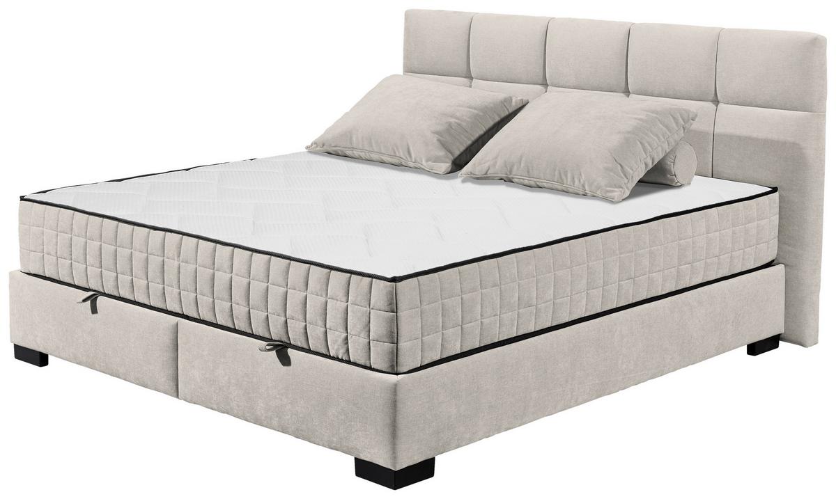 Boxbett Nagol A - Beige/Schwarz, MODERN, Holzwerkstoff/Textil (160/200cm) - MID.YOU