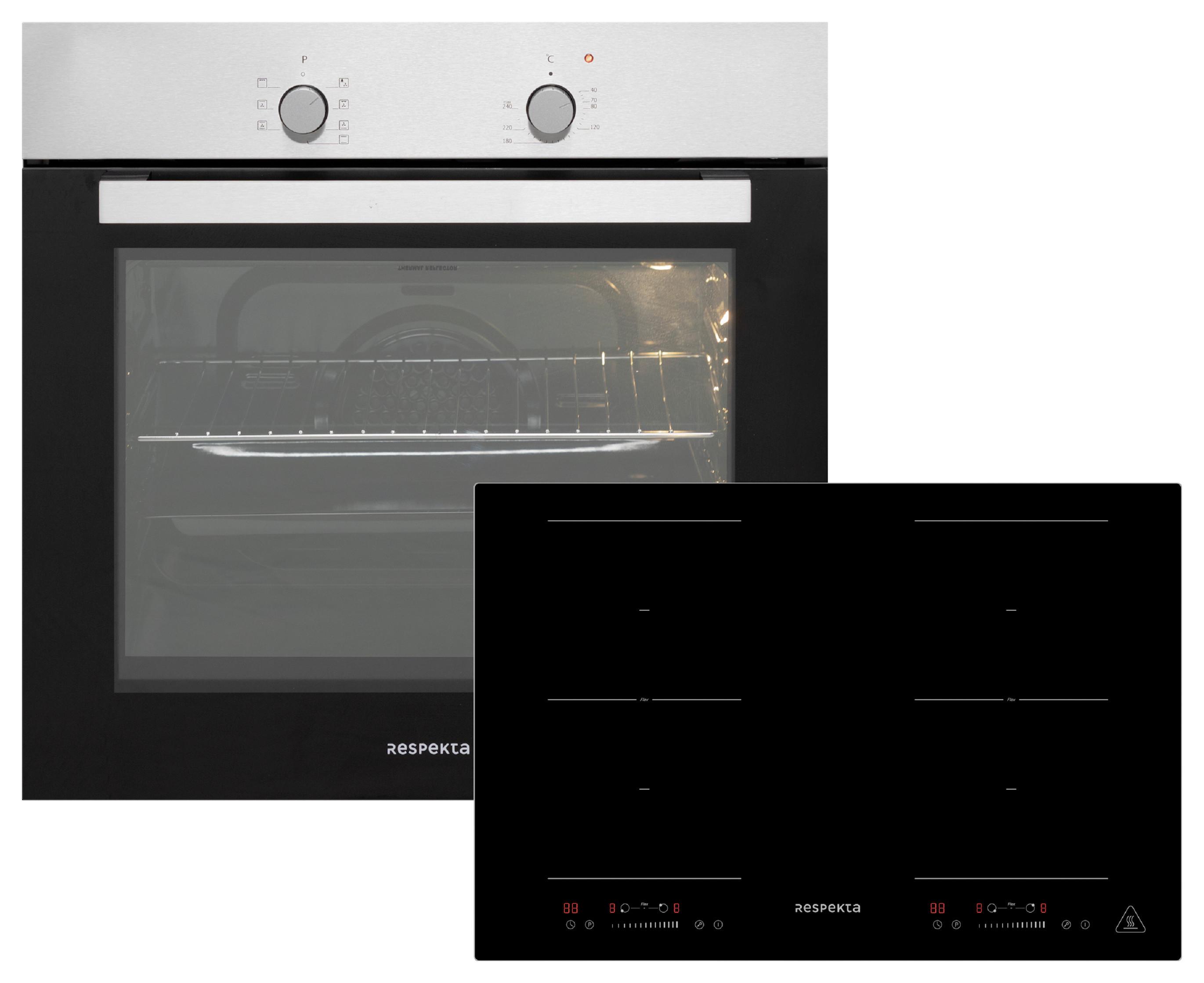Einbauherd-set B: 59,5 Cm Induktion/ Autark - Edelstahlfarben/Schwarz, Trend, Glas/Metall (59,5/59,5/56,5cm) - Respekta