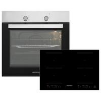 Einbauherd-Set B: 59,5 cm Induktion/ Autark - Edelstahlfarben/Schwarz, Trend, Glas/Metall (59,5/59,5/56,5cm) - Respekta