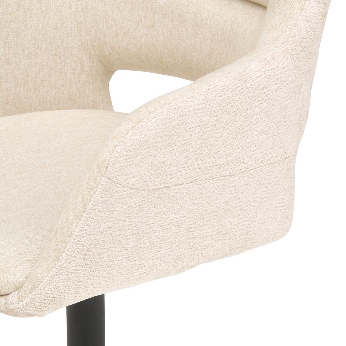 Armlehnstuhl Kaan Chenille Beige, B: 61 Cm - Beige/Schwarz, KONVENTIONELL, Textil/Metall (61/85/63cm) - MID.YOU