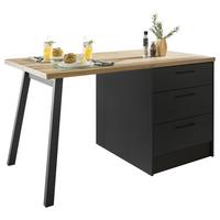 Kuchyňský ostrůvek TURIN TURIN I 150 - černá/dub artisan, Moderní, kov/kompozitní dřevo (150/91/90cm)