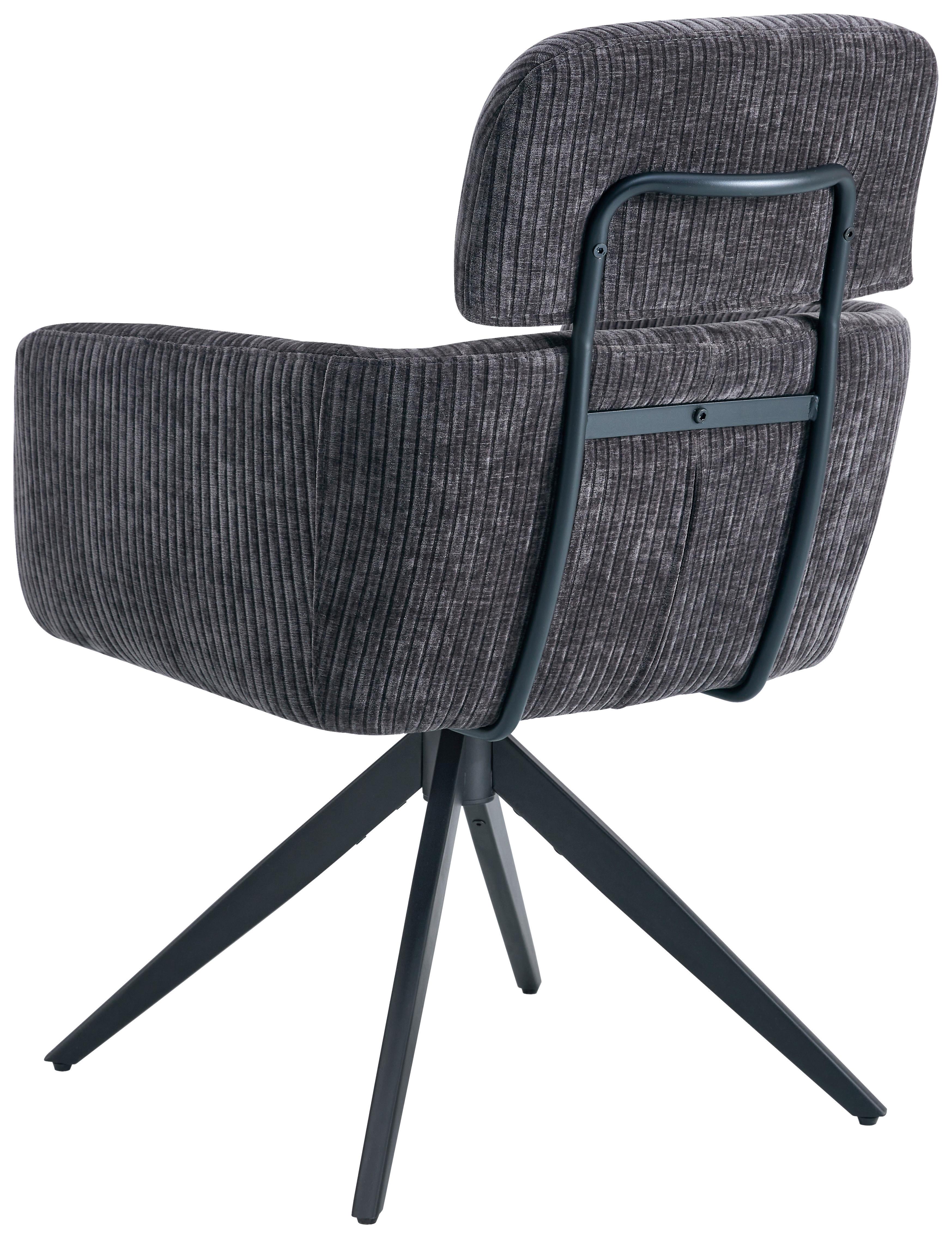 Armlehnstuhl Malte Cord Anthrazit, B: 60 Cm - Anthrazit/Naturfarben, KONVENTIONELL, Holz/Textil (60/87,5/68cm) - Livetastic