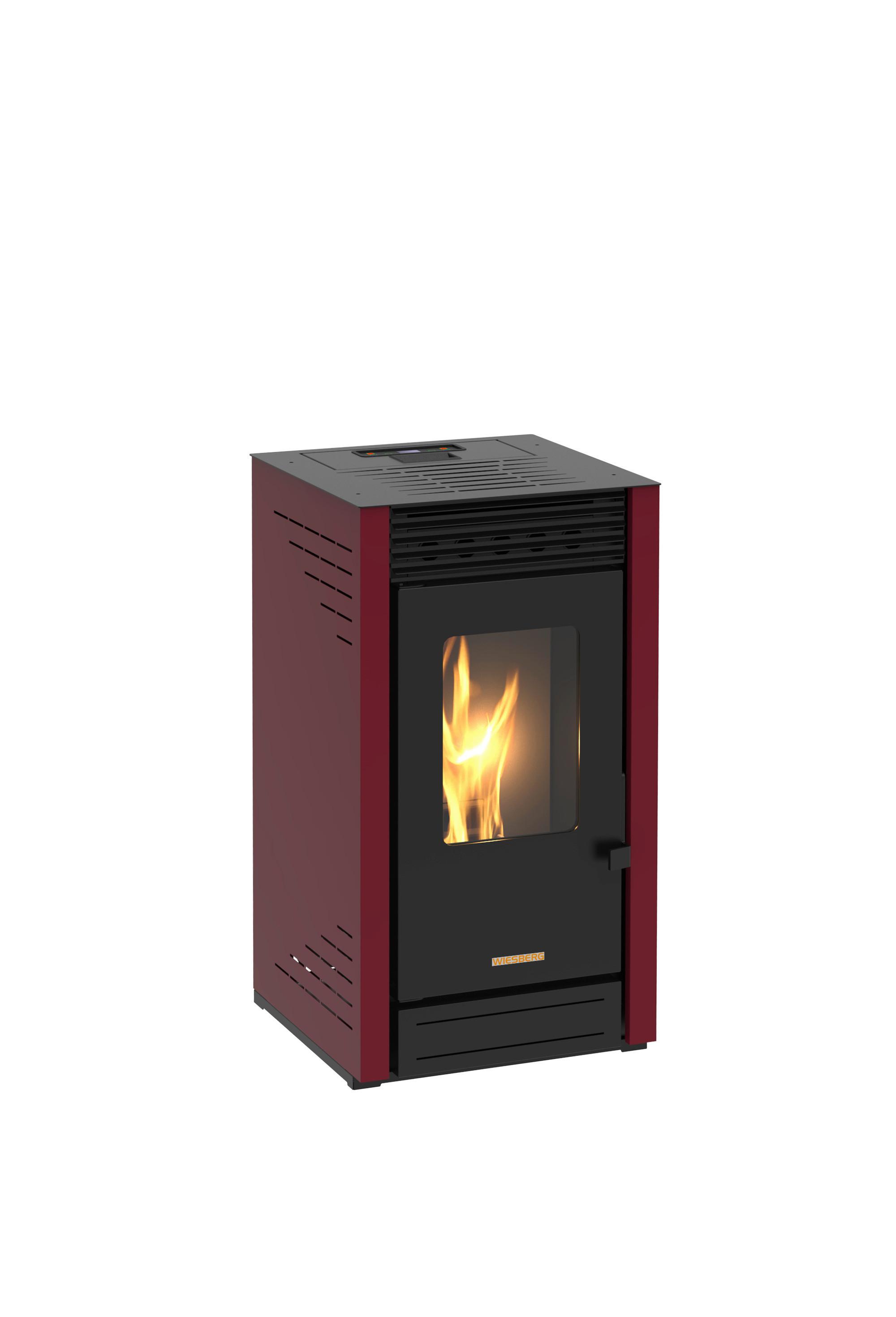 Pelletofen Maui Bordeaux Metall 6 kW, WI-FI-FÄHIG - Bordeaux, MODERN, Metall (46/84/53cm)
