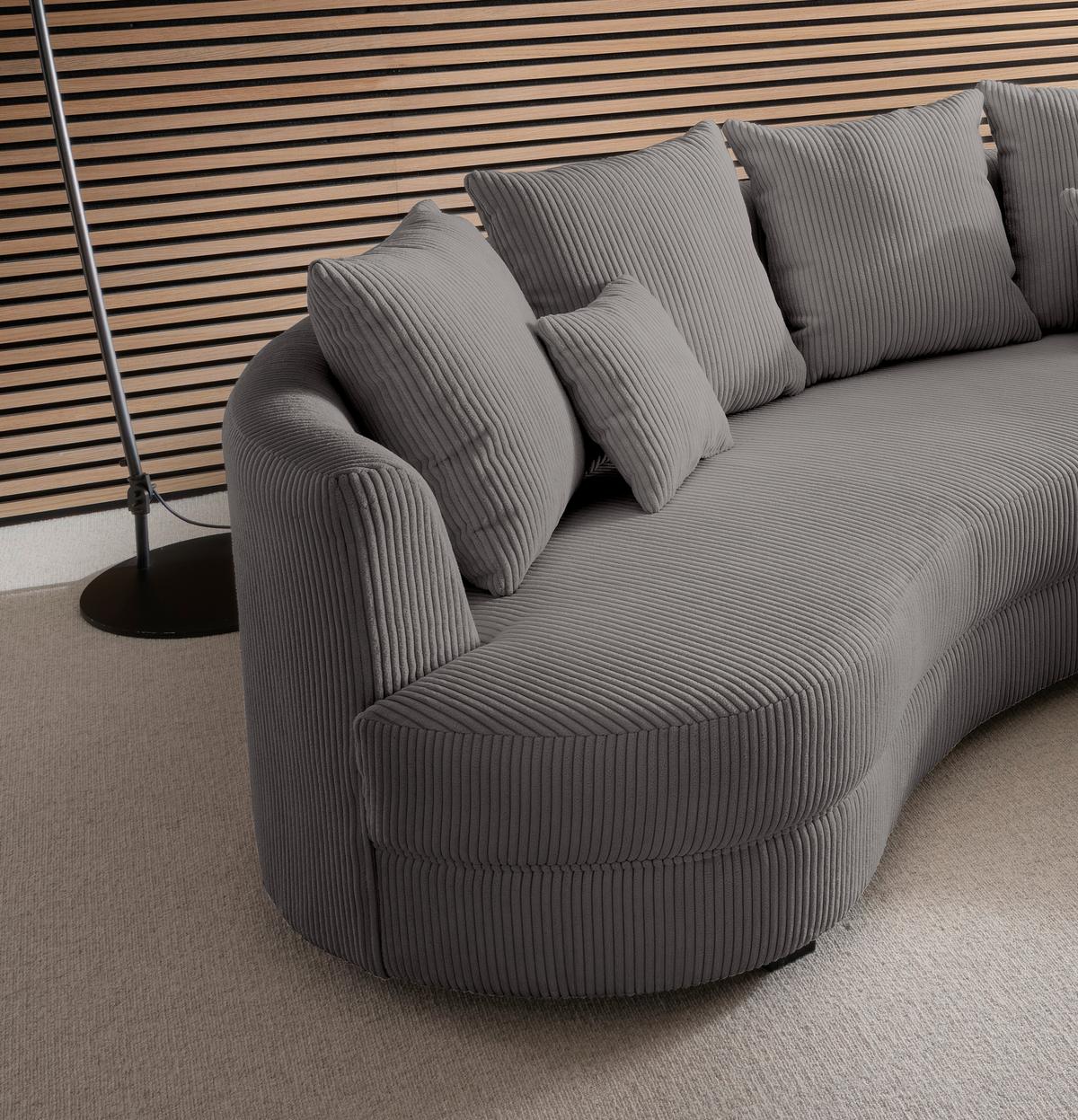 Wohnlandschaft Limoncello Grau S: 300/160 Cm - Schwarz/Grau, Design, Textil (300/160cm) - Livetastic