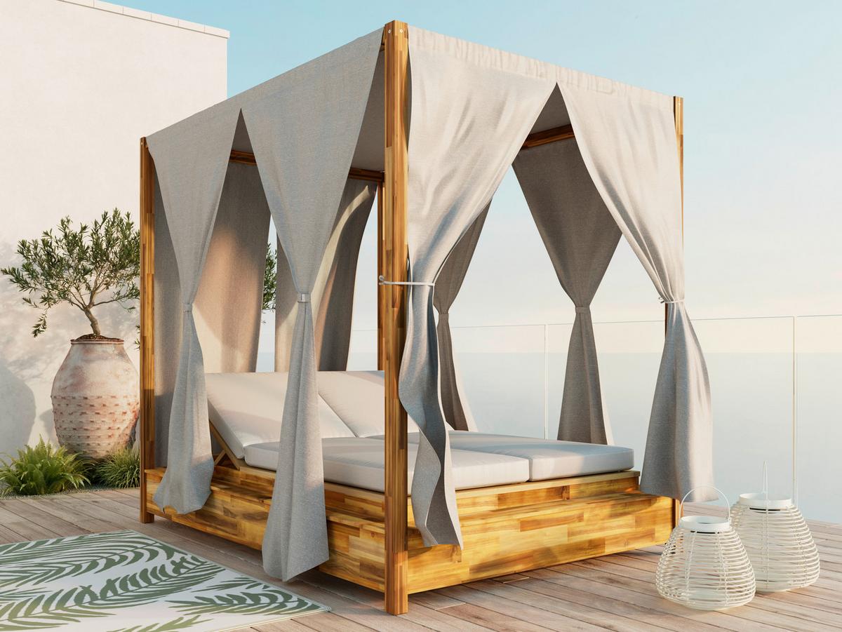 RELAXAČNÍ OSTRŮVEK MARTA - světle šedá, Moderní, dřevo/textil (154/195/218cm) - Bessagi Garden