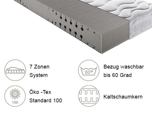 Kaltschaummatratze Pro Body S 592 Weiß Lf: 90x200 cm - Weiß, Basics, Textil (90/200cm) - Breckle