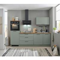 Kuchyňský blok bez spotřebičů MARSEILLE, šířka 260 cm - černá/zelená, Design, kov/kompozitní dřevo (260cm) - MID.YOU