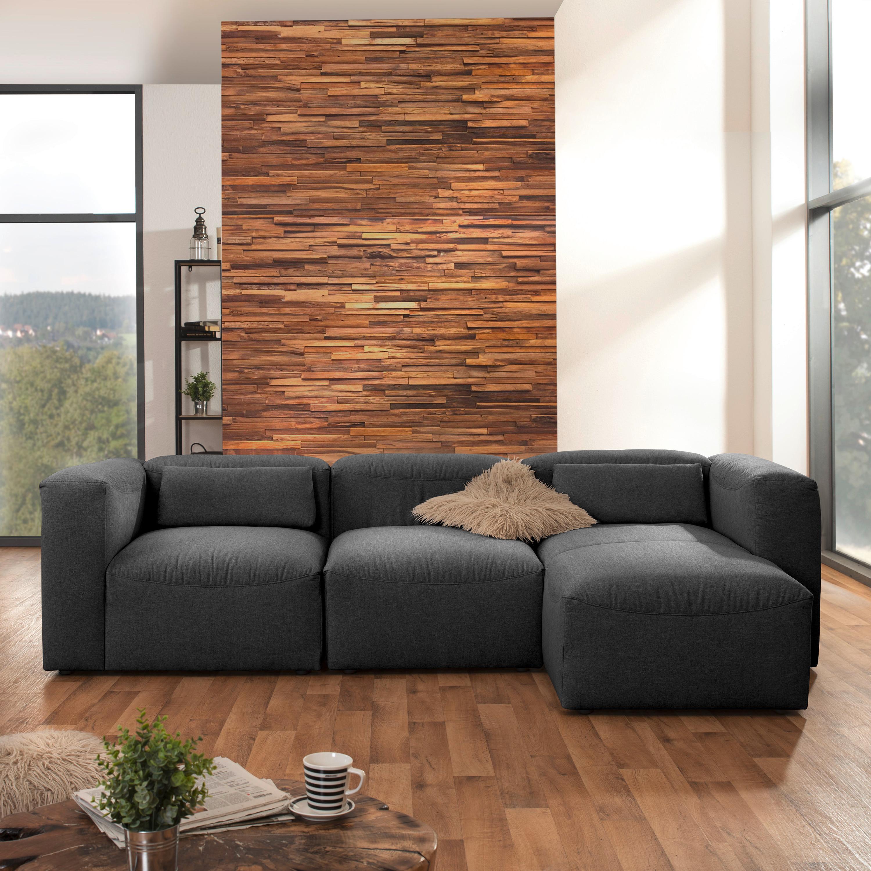 Ecksofa Lena Anthrazit Flachgewebe - Anthrazit, Design, Textil (275/73/160cm) - Max Winzer
