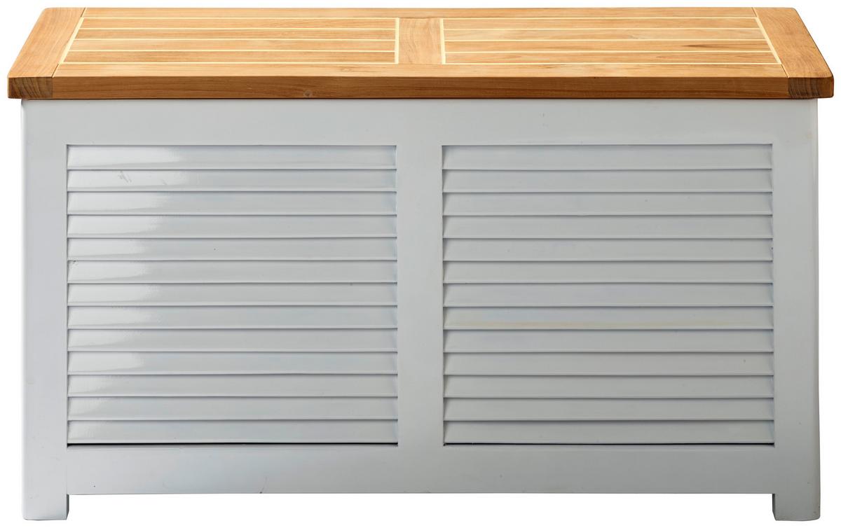 Truhe Classic 5056012 - Weiß/Teakfarben, ROMANTIK / LANDHAUS, Holz (90/48/30cm) - MID.YOU