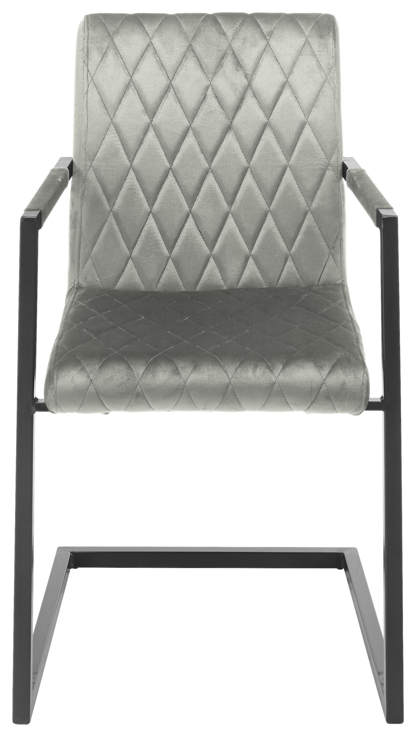 Schwingstuhl Kian Grau/Schwarz Gepolstert - Schwarz/Grau, MODERN, Textil/Metall (54/86/63cm) - MID.YOU