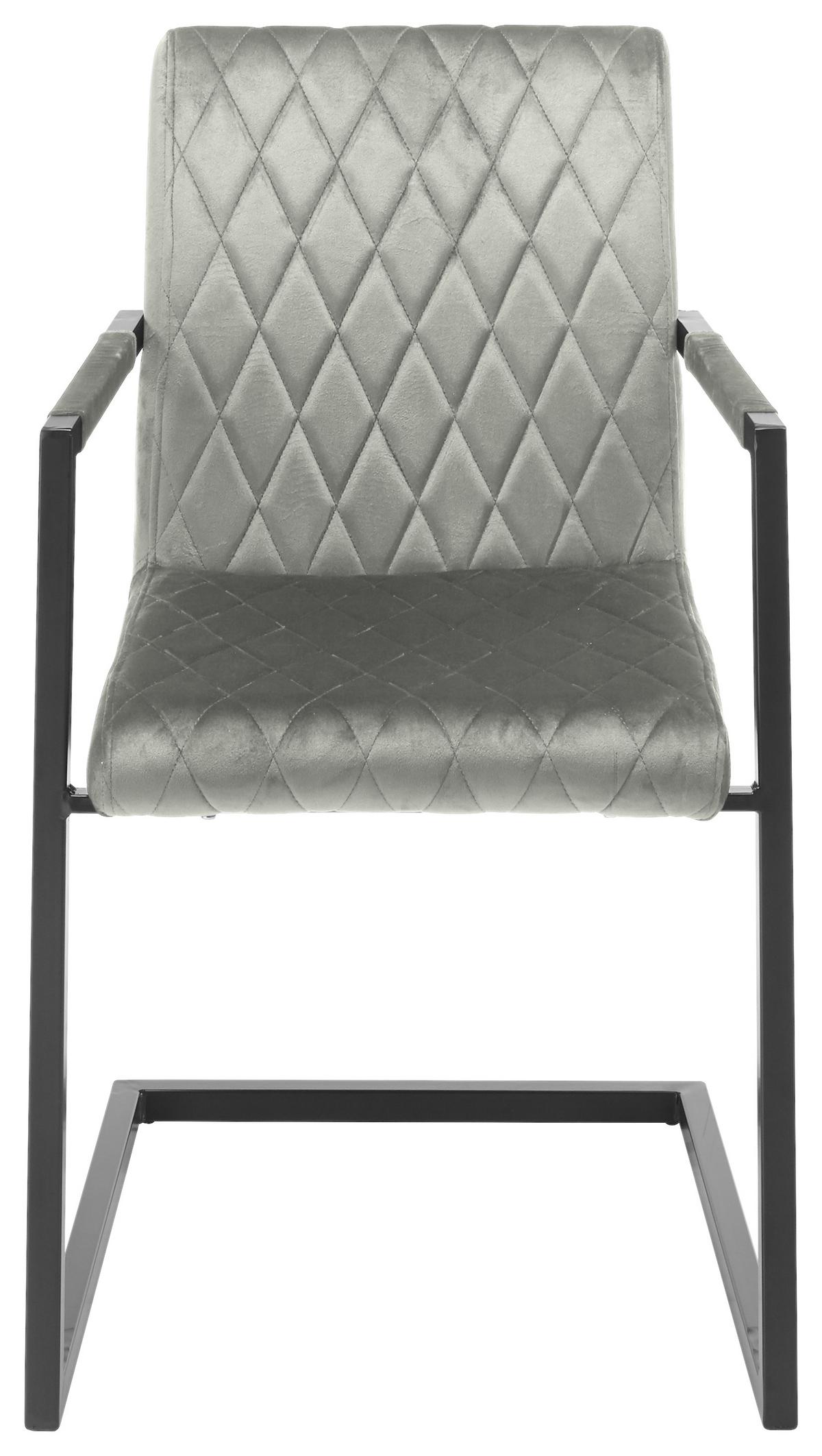 Schwingstuhl Kian Grau/Schwarz Gepolstert - Schwarz/Grau, MODERN, Textil/Metall (54/86/63cm) - MID.YOU