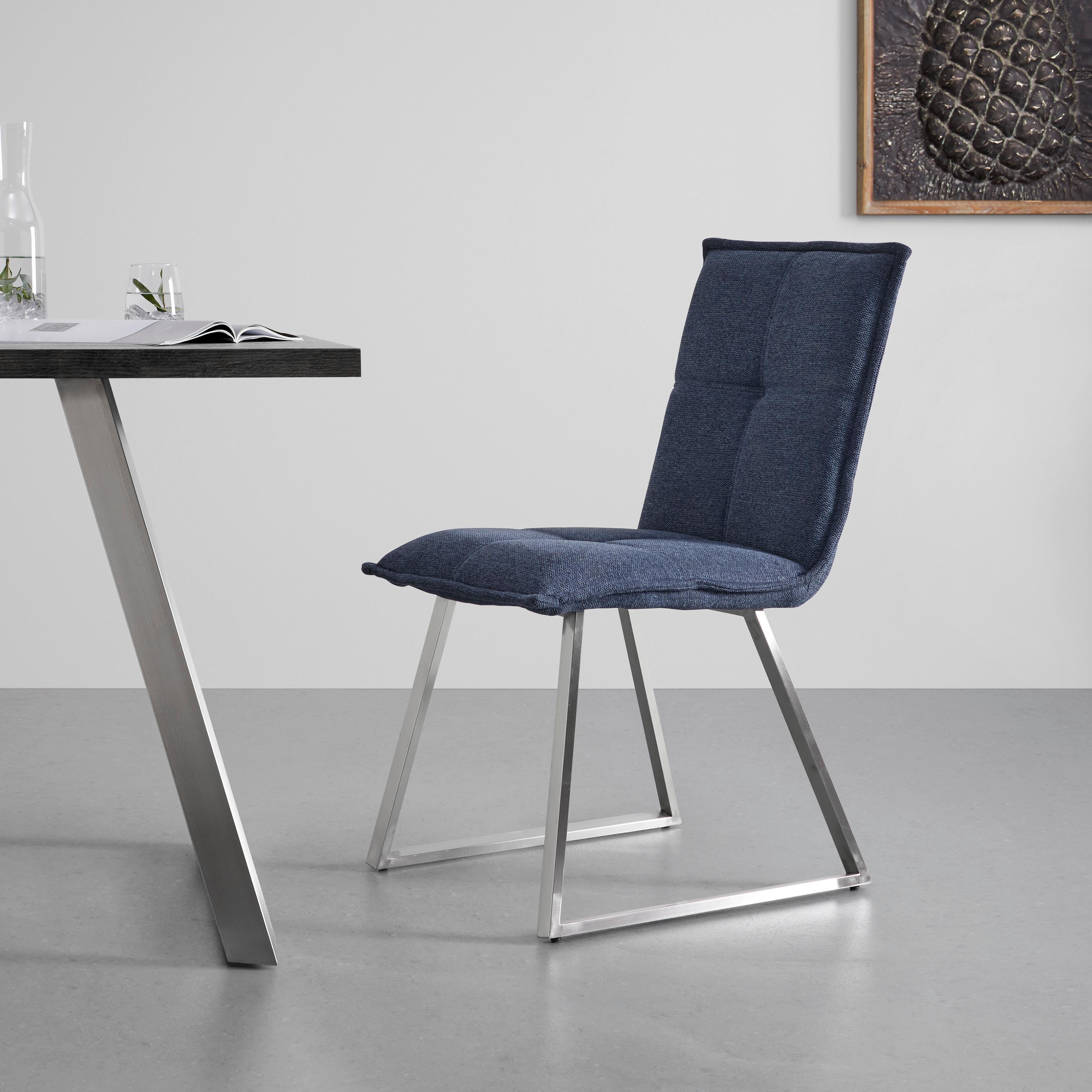 Stolička Emilio modrá - modrá/farba ušľachtilej ocele, Modern, kov/drevo (46/85/55cm) - Bessagi Home