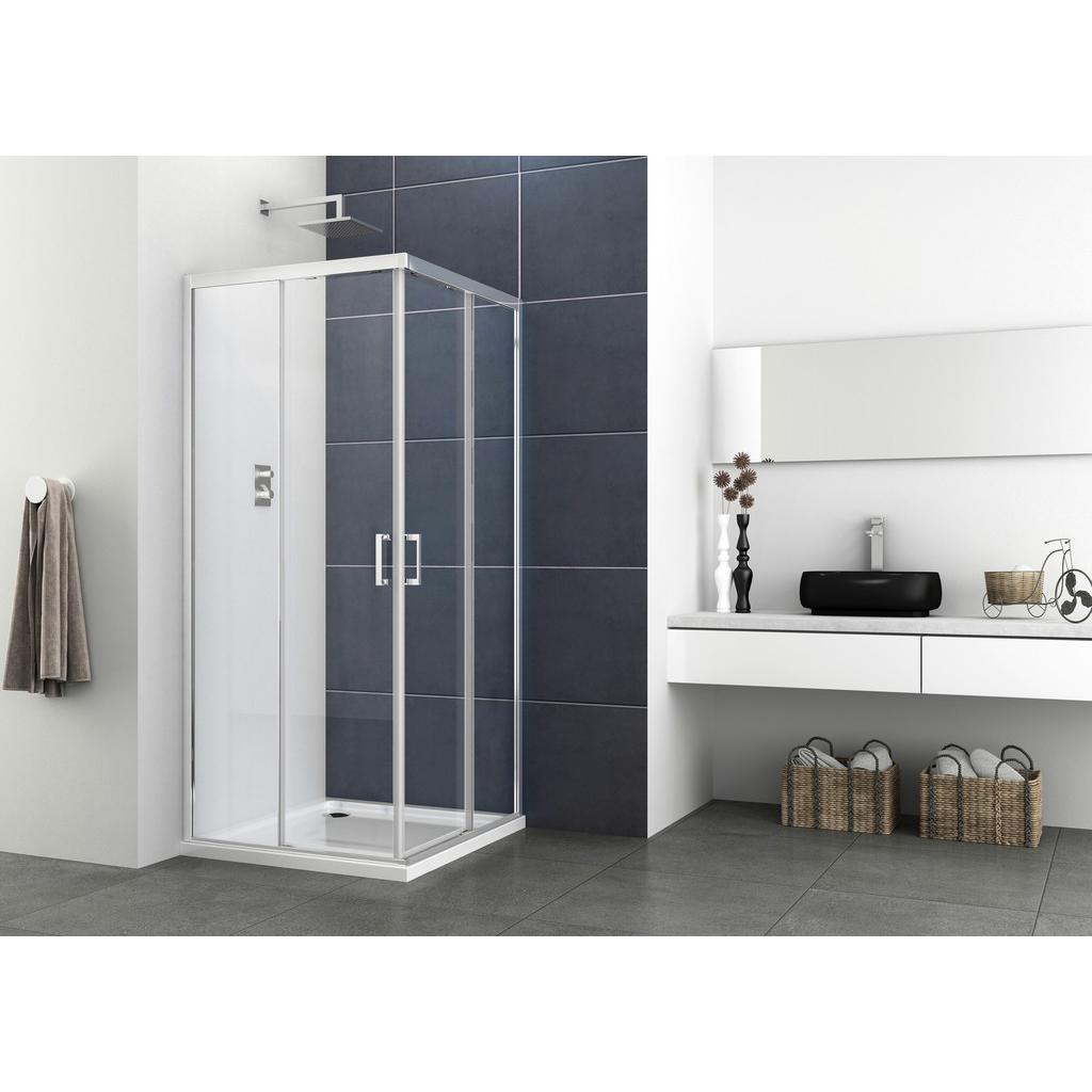 Duschkabine Elite + Soft Close Glas gehärtet, Eckeinstieg
