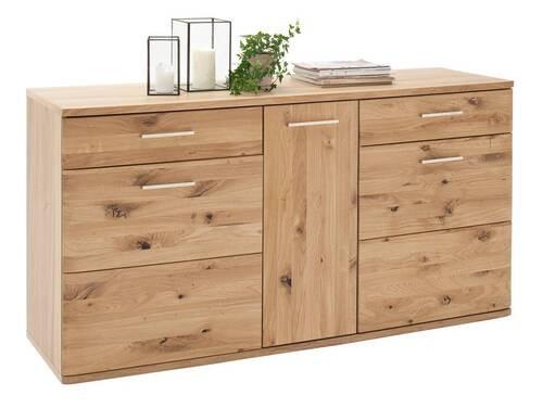 Sideboard Santori Eiche teilmassiv - Eichefarben/Schwarz, Design, Holz/Holzwerkstoff (150/78/44cm) - Livetastic